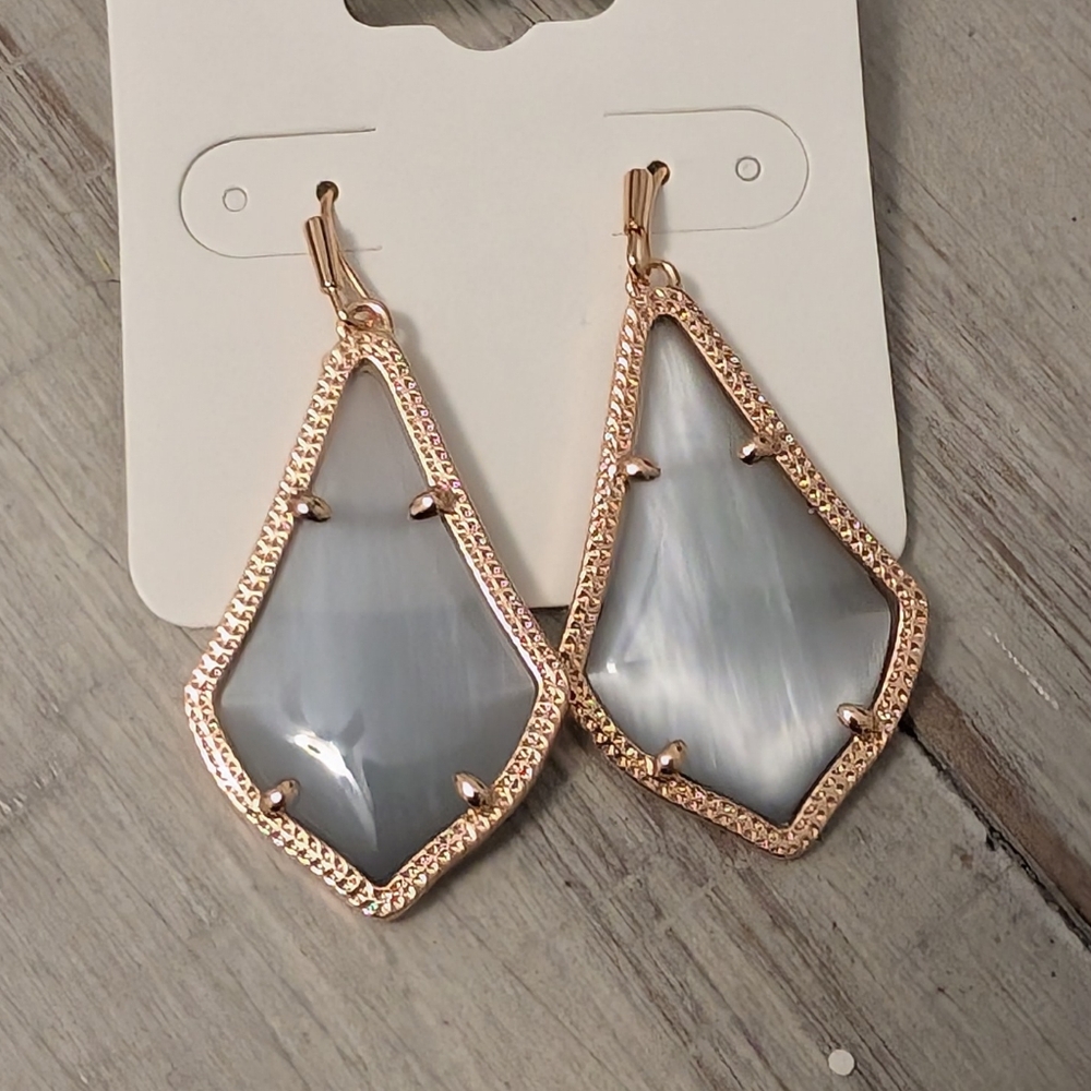 Kendra Scott Alex Earrings Rose Gold And Gray Cat's Eye